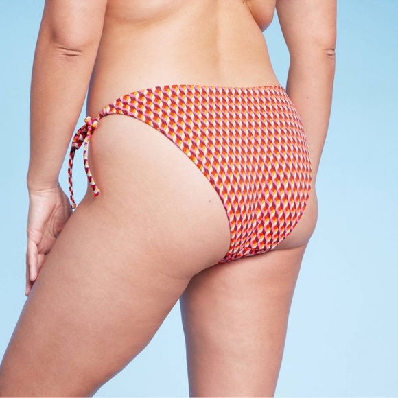 🧡Women's Ribbed Side-Tie Scoop Front High Leg Extra Cheeky Bikini Bottom only - Picture 16 of 16